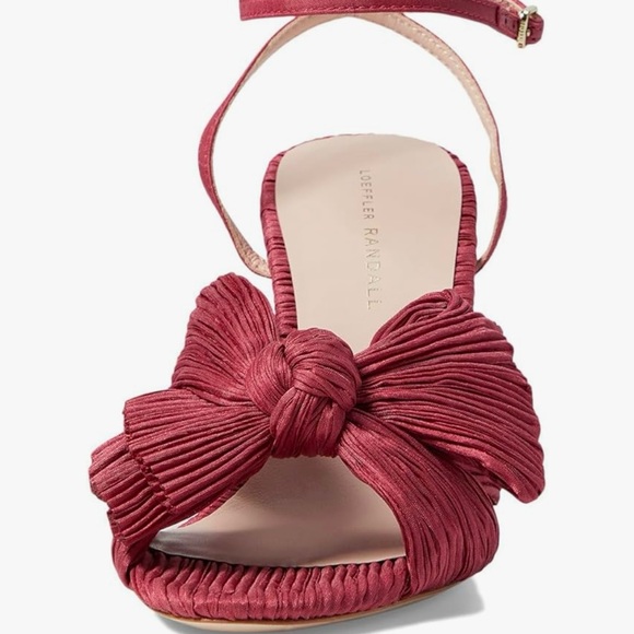 Loeffler Randall Camellia Pleated Bow Heel with Ankle Strap ,Size 8,burgundy. - Picture 2 of 7